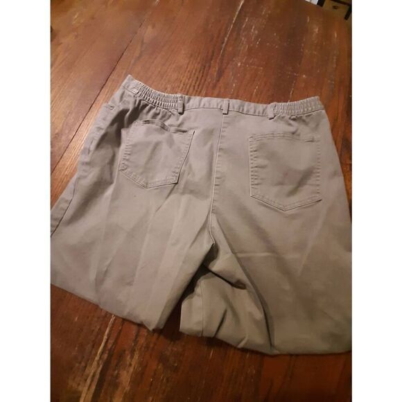 Size 14 Ruby Rd Brown Flat Front Elastic Side Waist Ankle Pants with Detail - Picture 4 of 4